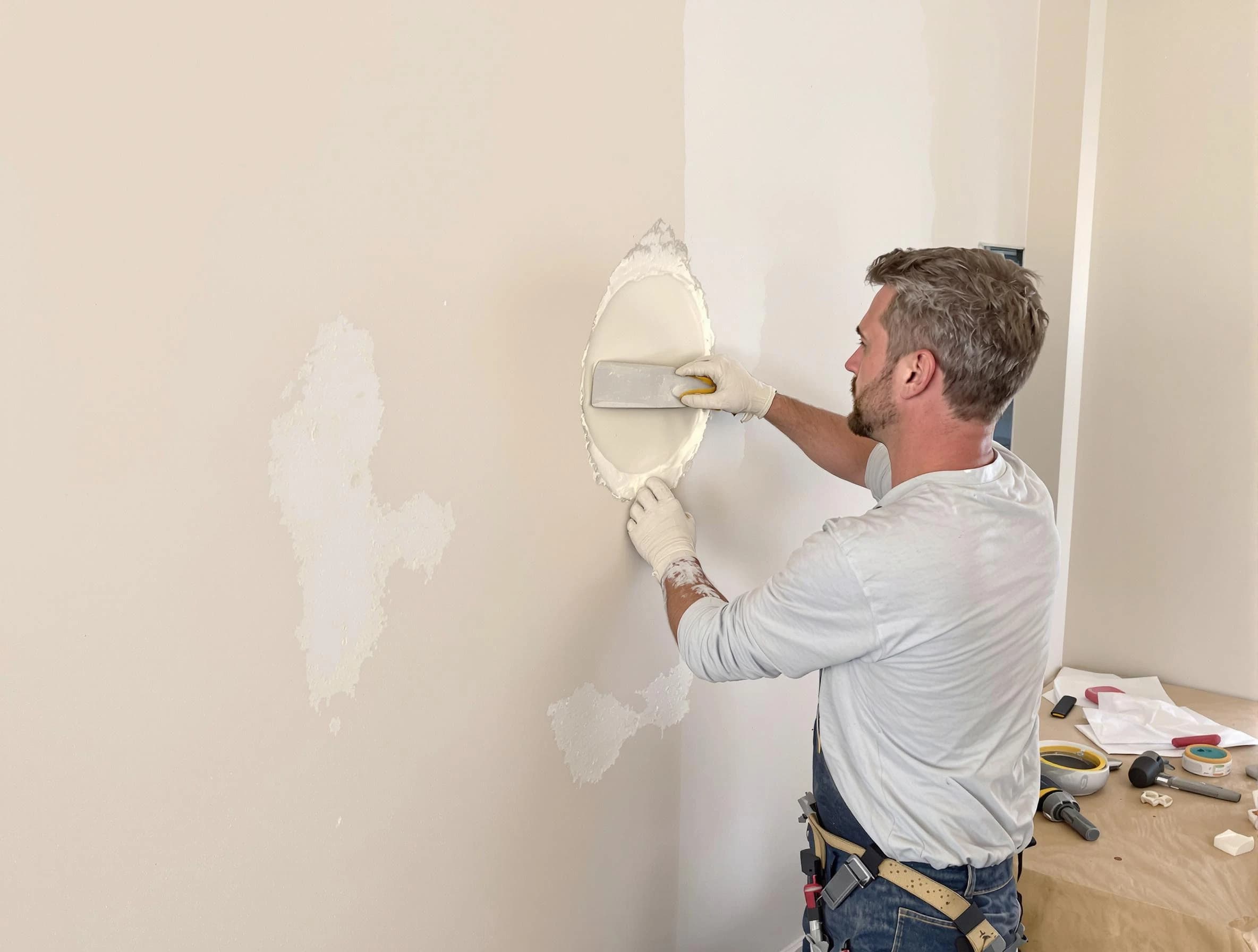Litchfield Park House Painters technician patching a drywall hole in Litchfield Park, AZ