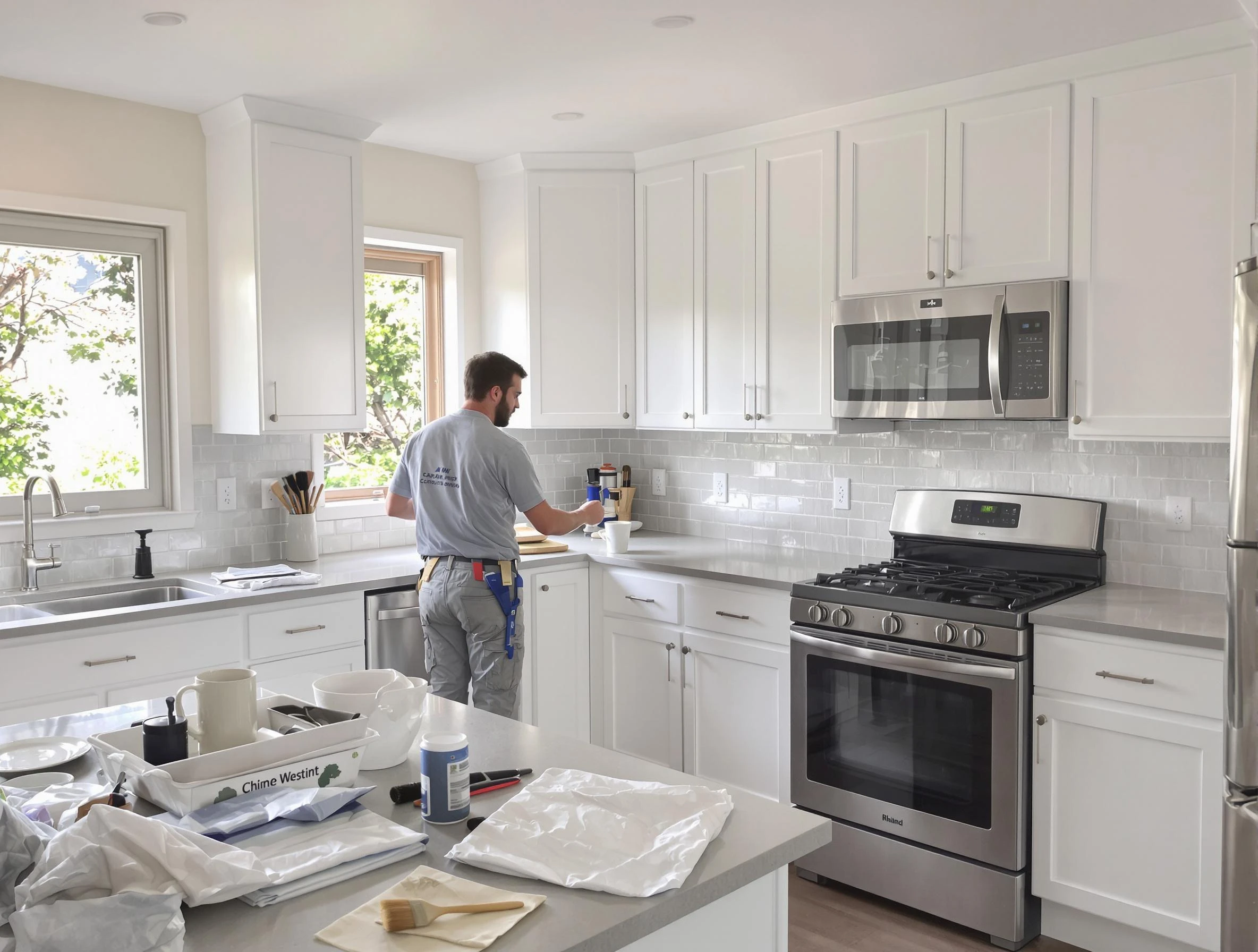 Litchfield Park House Painters applying fresh paint on kitchen cabinets in Litchfield Park
