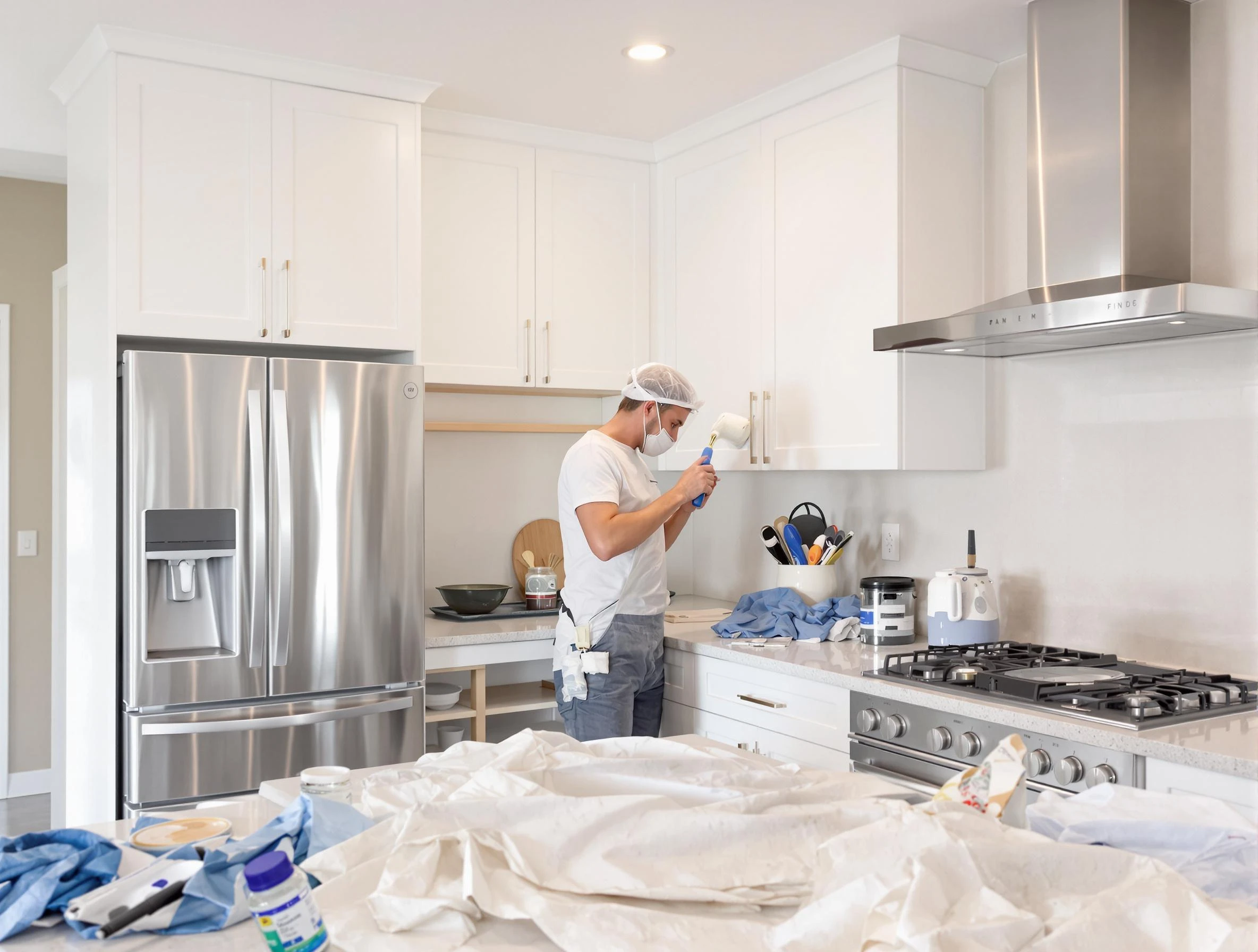 Litchfield Park House Painters painter applying a fresh coat in a kitchen located in Litchfield Park, AZ