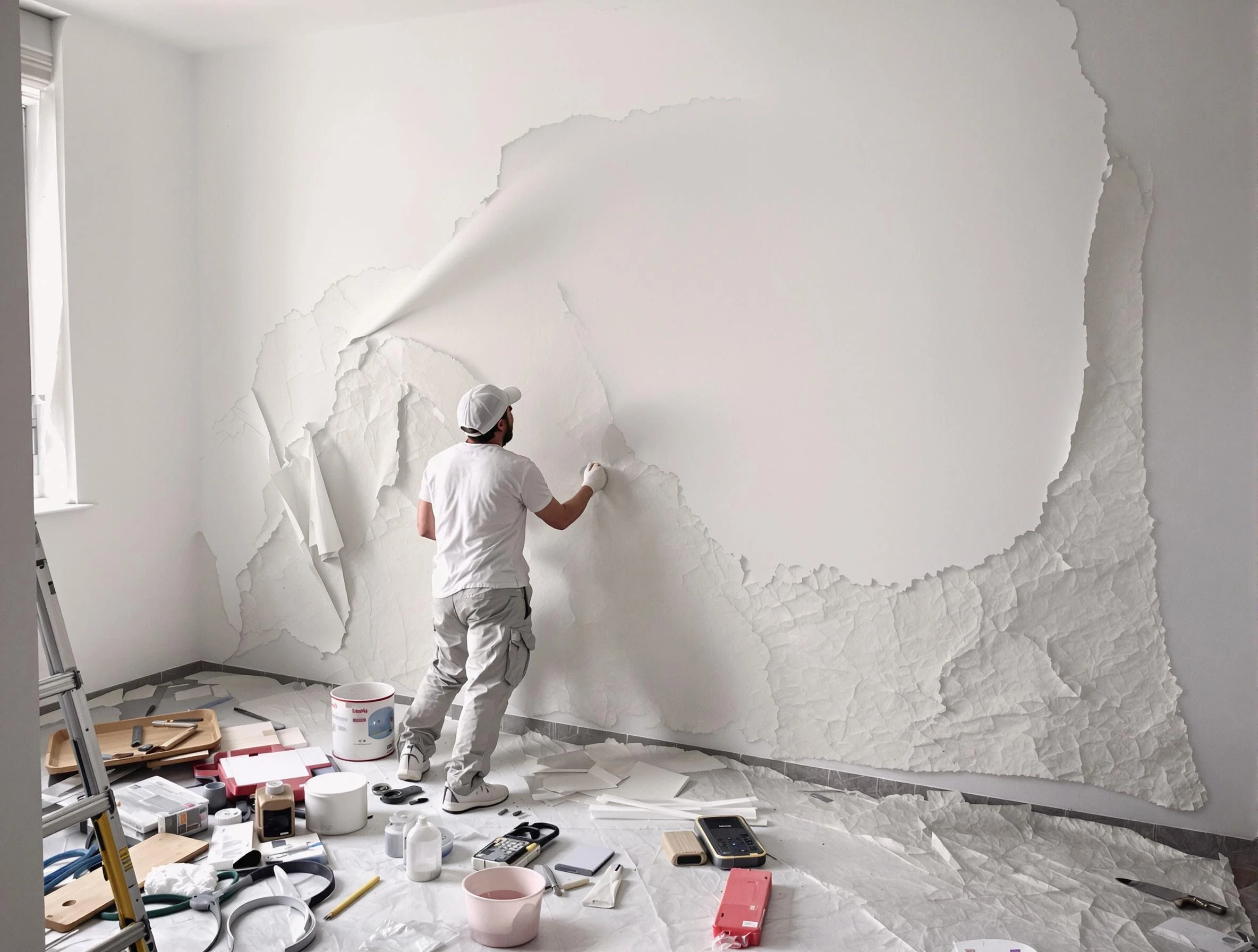 Removing old wallpaper to reveal clean walls by Litchfield Park House Painters in Litchfield Park